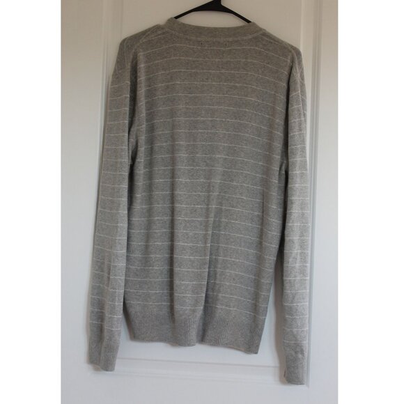 Express Men's Gray Stripes Sweater Cardigan Sz M Button Up Academia Preppy NWOT - Picture 2 of 6